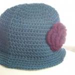 Teal Cloche Hat With Burgundy Rose